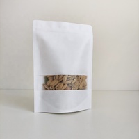 Kantong Kemasan Makanan Pouch Stand Up Zipper Kertas Kraft Putih Polos Murah Ukuran 14x22cm Grosir Ready Stock dengan Jendela