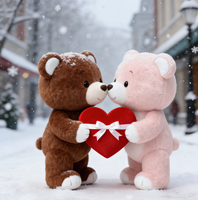 Ours en peluche en forme de cœur pour couple, animaux en peluche doux, rembourrage en coton PP, 100% polyester, unisexe, pour mariage, Saint-Valentin