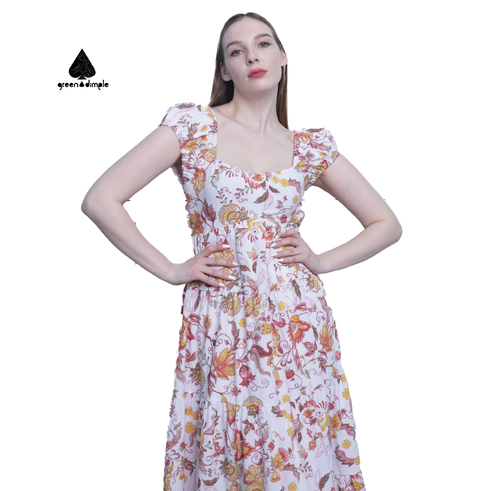 GREEN DIMPLE Elegant Pastel Colored Casual Dress Lady Clothing Rose Puff  Sleeve Prom Plus Size Casual Long Beach Dress for Women| Alibaba.com