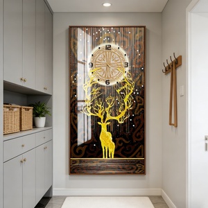Reloj de Pared con Diseño Minimalista Moderno, Impresión HD Personalizada de Fábrica, Arte de Pared con Diseño de Ciervo, Pintura en Porcelana de Cristal Impresa con LED, Decoración para el Hogar - Product Image 2