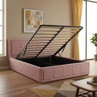 Tête de lit capitonnée moderne en tissu pour lit King Size, cadre en bois de pin, sommier avec rangement, mousse durable, gain de place, pour la maison