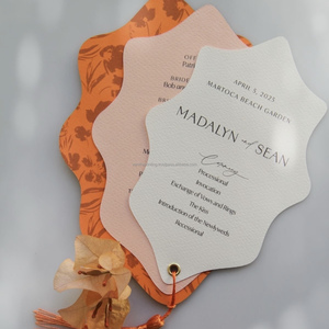 Customized Die Cut Shaped Wedding Card Set Tassel Invitation RSVP Menu Included Personalized Vintage Letterpress <b>Printed</b> <b>Paper</b> - Product Image 4