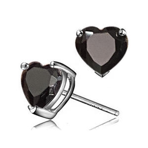 E1131 Heart Shape <b>Black</b> Diamond Stud <b>Earrings</b> <b>For</b> <b>Women</b> Romantic Claw Setting Crystal Jewelry - Product Image 4
