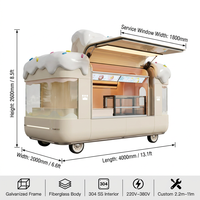Remorque alimentaire mobile certifiée CE, camion de restauration à vendre, chariot à desserts, glaces, bonbons, hot-dogs, en fibre de verre et acier galvanisé