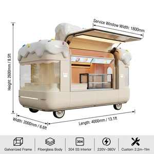 Food Truck Mobile Certificato CE in Vendita, Carretto per Gelati, Dolci e Hot Dog, in Vetroresina e Acciaio Zincato - Product Image 3