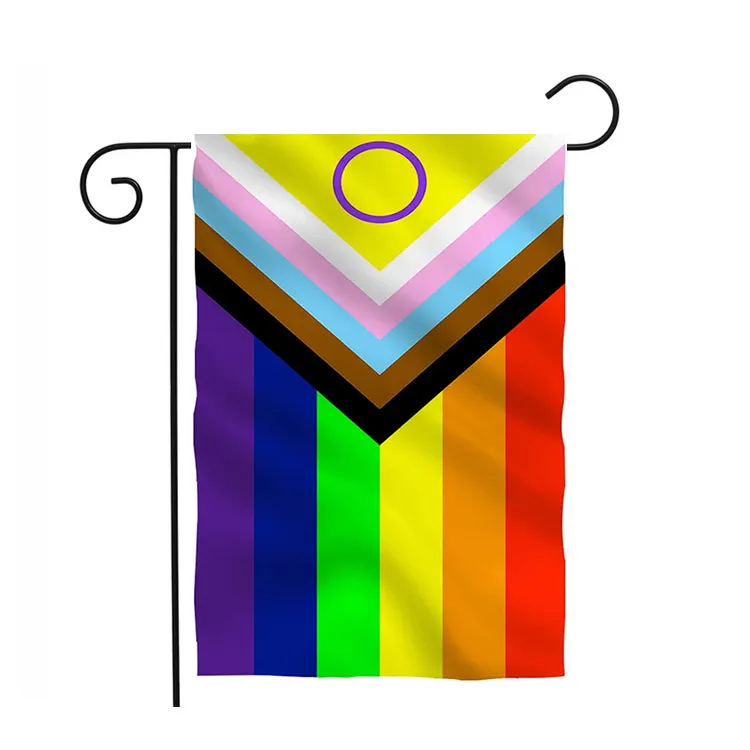 100% Polyester su geçirmez Lgbt lezbiyen eşcinsel kampanyası 12x18 inç Lgbt Yard küçük Lgbtq eşcinsel gurur gökkuşağı bahçe bayrakları