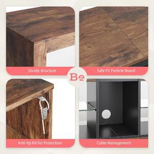 Mueble para TV Moderno Rústico Marrón <span class=keywords><strong>de</strong></span> 55-59 Pulgadas con Almacenamiento Ajustable, <span class=keywords><strong>Centro</strong></span> <span class=keywords><strong>de</strong></span> <span class=keywords><strong>Entretenimiento</strong></span> para Sala <span class=keywords><strong>de</strong></span> Estar, Dormitorio, Muebles para el Hogar - Product Image 3
