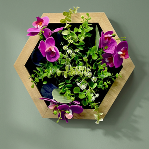 Hexagonal Artificial Flower Wall Frame with Decorative Backing Support 30x30 cm (AFF-Frame-9) - Product Image 2