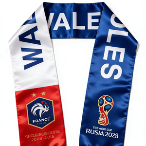 Écharpe en satin personnalisée avec logo 13x135cm, écharpe de supporter de football, écharpe nationale personnalisée pour supporter de football, pour les matchs sportifs - Product Image 1