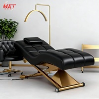 Table de massage électrique Meientai noire en forme de S pour cils, tatouage, esthétique, courbée et réglable pour salon, spa et soins du visage