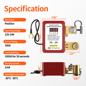 <b>Remote</b> <b>Control</b> Battery Kill Switch 300A Led Voltage Display Wireless Power Cut off Disconnect Switch with Relay Fobs - Product Image 2