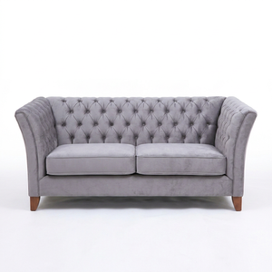 Gray Velvet Modern Tufted Two Seat <b>Sofa</b> <b>Bed</b> for Living Room Hotel Lounge - Product Image 1