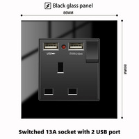 Enchufe de pared EU UK FR 13A Enchufe de pared USB eléctrico Panel de cristal de vidrio templado Toma de corriente Interruptor y enchufe de hogar inteligente