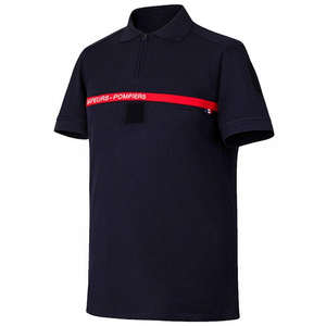 <span class=keywords><strong>Polo</strong></span> pour Pompiers en Coton 100 % 240 g/m² avec Logo Brodé Personnalisé, Uniforme de Sécurité, Bleu Marine avec Poche Stylo - Product Image 2