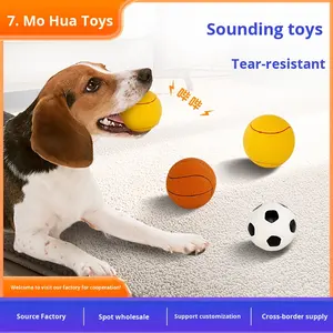 Pelota de juguete para mascotas, fútbol, baloncesto, Mini pelota de tenis, juguete de entrenamiento interactivo, juguete elástico ecológico para perros, venta al por mayor - Product Image 3