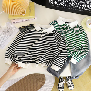 Áo len bé trai cổ lọ kẻ sọc chất liệu dệt kim mùa xuân thu - Product Image 1