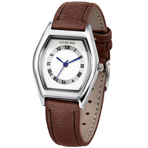 LUCKY FOX Reloj de cuarzo de lujo para mujer con diseño de moda simple Caja ovalada Números romanos y cinturón Reloj estilo encanto - Product Image 5