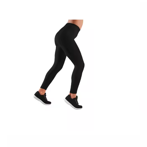 Leggings thermiques Aura pour femmes noires Vêtements de sport taille haute 100% coton respirant extensible avec imprimé africain Détail de la taille - Product Image 1