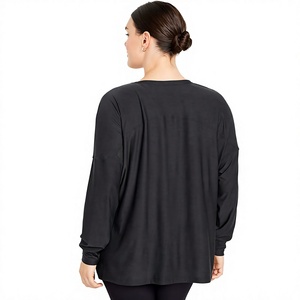 Camiseta de Manga Larga para Mujer, Cuello Redondo, Jersey Suave, Informal, Básica, para Uso Diario, Fabricante de Ropa al Por Mayor - Product Image 2
