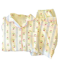 Ensemble Lijia de style princesse léger et luxueux à imprimé floral, manches longues, nouvelle collection printemps/été, vêtements de détente pour femmes en tissu froissé