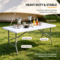 Table pliante rectangulaire portable en plastique de 180 cm, table blanche à forte capacité de charge pour la location de traiteur et les mariages (vente en gros)