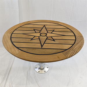 Plateau de table rond en teck à motif étoile, diamètre 500 mm, accessoires marins pour yacht et camping-car, best-seller - Product Image 2