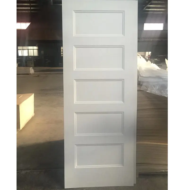 Hollow core white primed shaker style 5 panel molded door slab