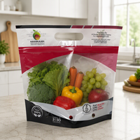 Sac Doypack YSH personnalisé en plastique souple transparent avec poignée et fermeture éclair, pour le stockage des fruits et l'emballage alimentaire en supermarché