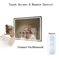 Miroir de salle de bain intelligent à commande vocale avec IA, design moderne éclairé par LED, fonction de double bras extensible et grossissant