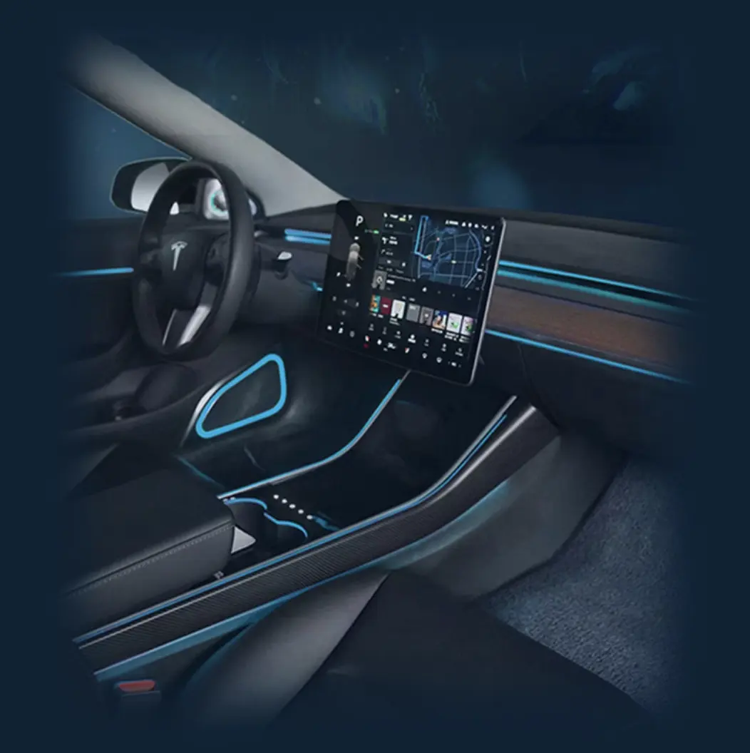 CREEASE רכב פנים אווירת אור אוטומטי בתוך הסביבה Led אור רכב דקורטיבי מנורת עבור טסלה דגם 3/דגם Y