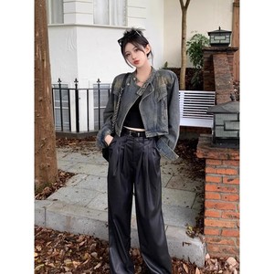 Chaqueta vaquera estilo Hong Kong Retro para mujer 2025 desgastada lavada con tendencia superior suelta corta y ajustada para primavera Otoño Invierno - Product Image 5