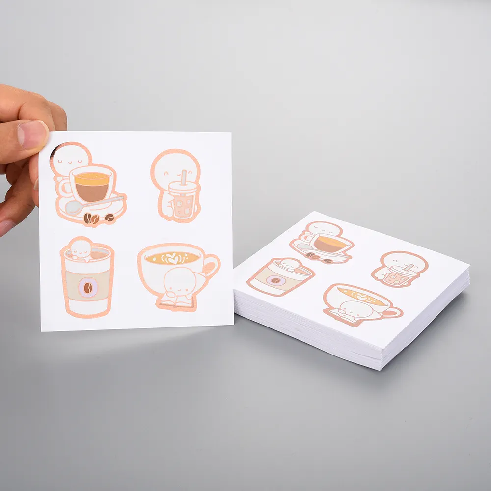 Folha de adesivos de papel com corte de beijo, adesivos holográficos adesivos de folha de ouro com impressão personalizada