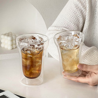 Tasse à café en verre borosilicate à double paroi, résistante à la chaleur, anti-explosion, moderne et minimaliste, pour usage domestique féminin
