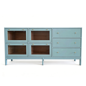 Mueble de Almacenamiento Nórdico Minimalista Azul Claro con Frente Transparente - Product Image 2