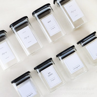 Pot de conservation en verre avec couvercle en bambou noir, design minimaliste moderne, réutilisable, hermétique, pour le stockage des pâtes et des épices