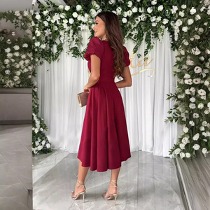 Vestido Midi <span class=keywords><strong>de</strong></span> Moda al por Mayor para Mujer, Cuello en V, Manga Abullonada, Cintura <span class=keywords><strong>Alta</strong></span>, Corte A, Elegante Vestido <span class=keywords><strong>de</strong></span> Noche Formal, <span class=keywords><strong>Vestidos</strong></span> <span class=keywords><strong>de</strong></span> Mujer - Product Image 5