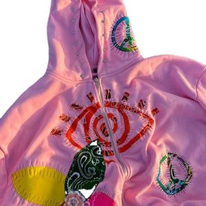 OEM <b>Y2K</b> Women's <b>Hoodie</b> 100% Pima Cotton 300gsm Embroidered Graphic Zip-up for Winter & Autumn Seasons Hooded Collar Front Logo - Product Image 2