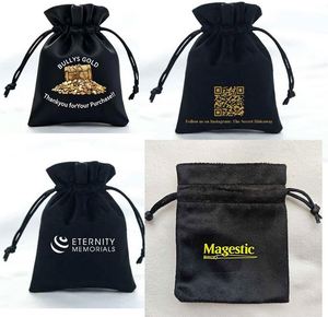Bolsa de Terciopelo Negra Personalizada con Logotipo 2700356, Bolsa de Regalo Suave con Cordón, Bolsa de Joyería de Terciopelo para Promoción - Product Image 3