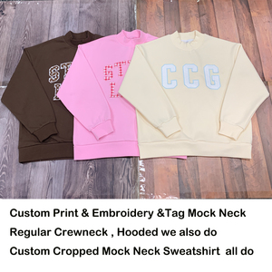 Tùy Chỉnh Mockneck Cotton Heavyweight Jumper Thêu Mềm Lông Cừu Cao Cổ Crewneck Quá Khổ Mock Cổ Áo Phụ Nữ - Product Image 5