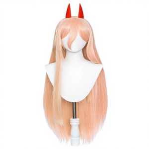 Alas de <span class=keywords><strong>cosplay</strong></span> de Anime <span class=keywords><strong>Makima</strong></span> Power, pelo sintético largo naranja y rosa resistente al calor, juego de rol para fiestas - Product Image 3