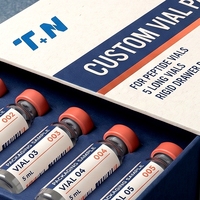Boîte rigide personnalisée en carton blanc et gris avec tiroir pour flacons de peptides, avec doublure en éponge et impression offset quadricolore, soins personnels