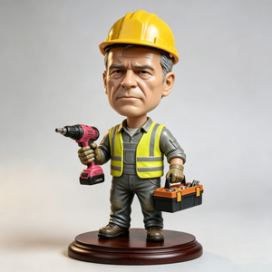 <span class=keywords><strong>Figurine</strong></span> bobblehead personnalisée en résine, peinte à la main, réaliste, représentant un inspecteur de sécurité ou un superviseur de chantier, avec gilet, lampe torche et porte-documents - Product Image 4
