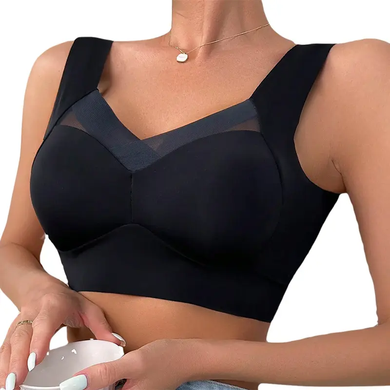 Super sexy thin cup underwear Seamless large size lace vest top bra underwear for women