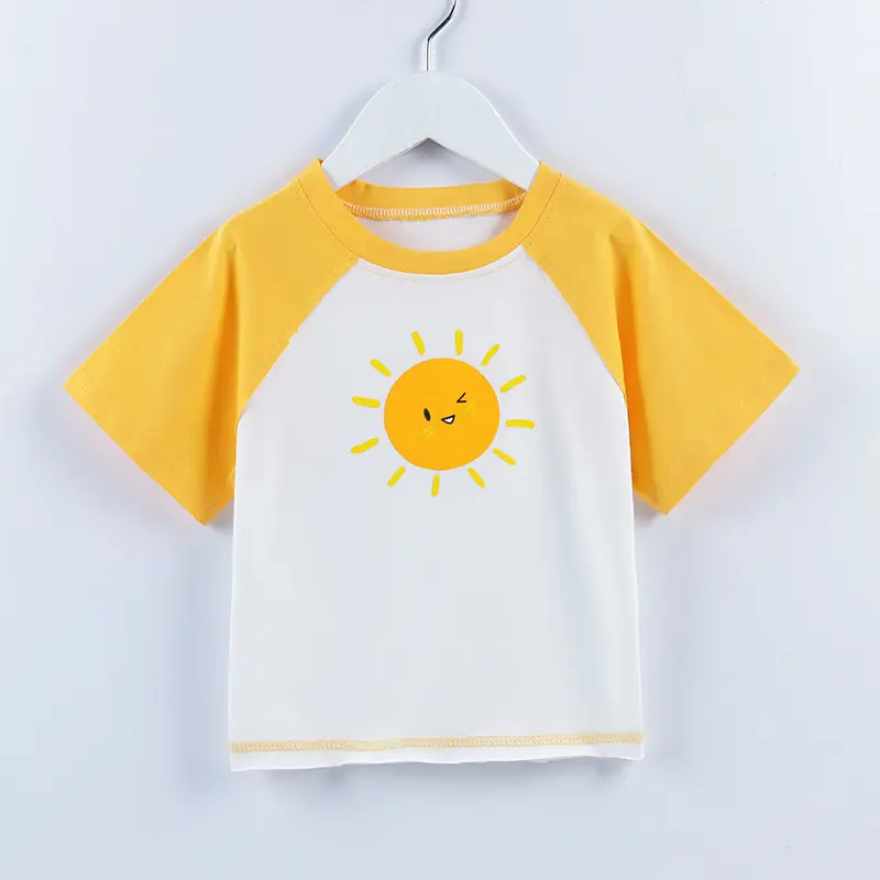 도매 사용자 정의 짧은 소매 일반 컬러 GOTS 인증 유기농 코튼 아기 티셔츠