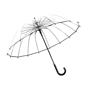 Vente en gros bon marché <span class=keywords><strong>Parapluie</strong></span> droit en plastique <span class=keywords><strong>transparent</strong></span> de <span class=keywords><strong>grande</strong></span> <span class=keywords><strong>taille</strong></span> à 16 os Impression de logo personnalisé sur des parapluies transparents - Product Image 1