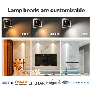 Phòng khách nhà hiện đại duy nhất đôi ba bốn đầu hình chữ nhật lõm xuống ánh sáng 9W 18W 25W cao CRI Trần tại chỗ <span class=keywords><strong>Downlight</strong></span> - Product Image 5