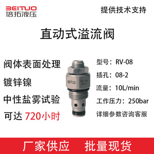 Válvula de Alivio Hidráulica Betop RV-08, Flujo Mínimo de 10L, Presión de Control de 250 Bar, Conjunto de Válvula de Desbordamiento - Product Image 4