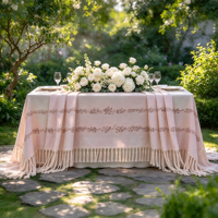 Nappe en coton et lin rayée à motifs floraux vintage style ferme, couverture de table à motif botanique pour fêtes en plein air, événements et restaurants
