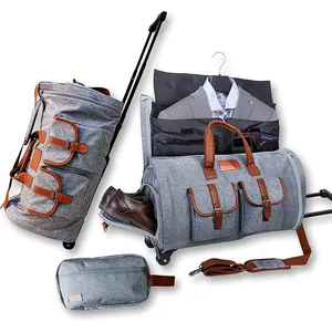 Custom Rolling Garment Bag with Shoe Compartment Expandable Garment Large Trolley Duffel Suit Bag mens garment suit bag