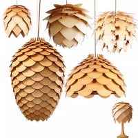 Lustre moderne en bois massif pour restaurant, luminaire créatif de style pomme de pin, lumière décorative